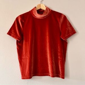Madewell Velvet Mockneck Top • Red • Size S